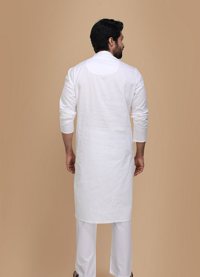 Ivory White Plain Kurta Set image number 2